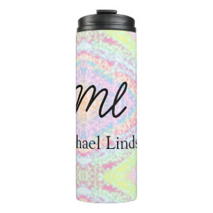 Colourful pink glittersparkle stars add your name thermal tumbler