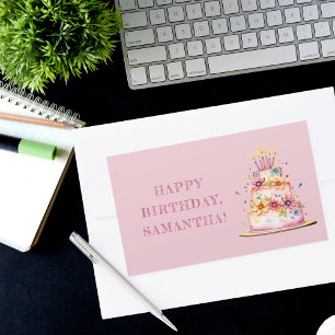 Colourful Pink Happy Birthday Sticker
