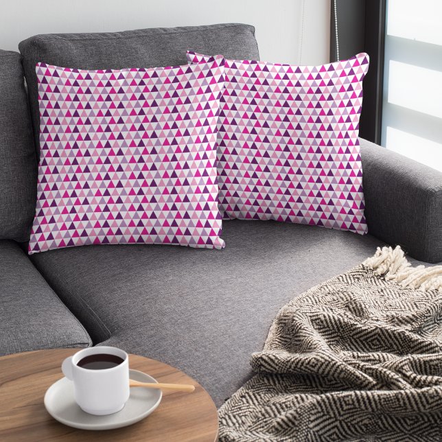 Colourful Pink Lavender Geometric Pattern Throw Pillow (Creator Uploaded)