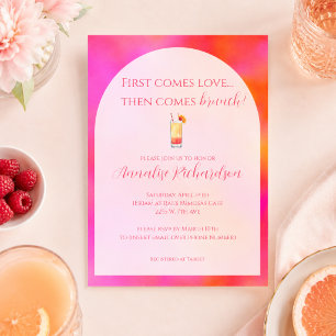 Colourful Pink Orange Bridal Brunch Invitation