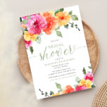 Colourful pink orange peonies spring bridal shower invitation<br><div class="desc">For more advanced customization of this design,  simply select the "Edit Using Design Tool" button above!</div>