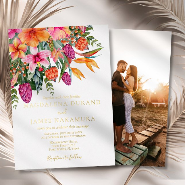 Colourful Pink Orange Tropical Floral Photo Weddin (Creator Uploaded)