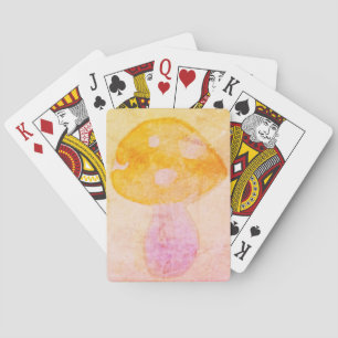 Colourful Pink Orange Watercolor Mushroom Playing Cards