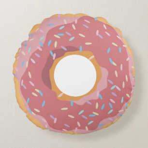 Colourful Pink Pastel Doughnuts & Sprinkles Patter Round Pillow