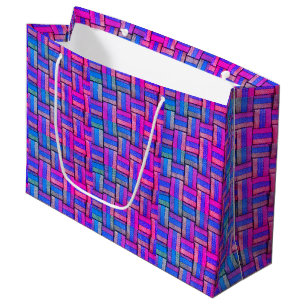 Colourful Pink Purple Blue Retro Vintage Geometric Large Gift Bag