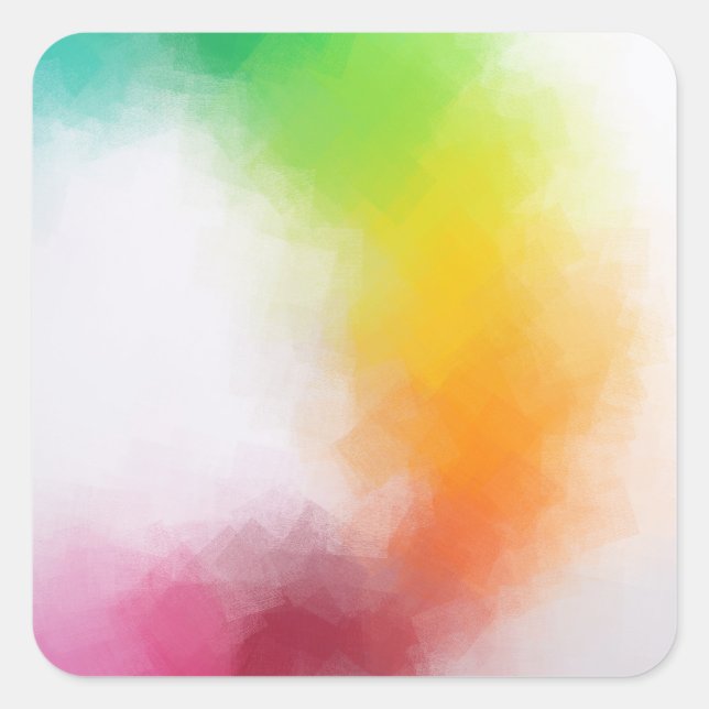 Colourful Pink Red Yellow Blue Green Abstract Art Square Sticker (Front)