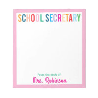 Colourful Pink School Secretary From the Desk of