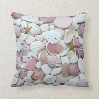 Colourful pink sea glass beach pottery photo throw pillow
