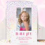 Colourful Pink Stars Birthday Kids Girl Photo Thank You Card<br><div class="desc">Colourful Pink Stars Birthday Kids Girl Photo Thank You Card. Cute pink birthday thank you card for your friends and family. Upload your photo and personalize the card with your name and text. The card has colourful stars and spots. Great as thank you card for girls.</div>