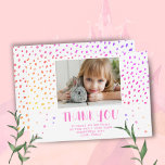 Colourful Pink Stars Birthday Kids Girl Photo Thank You Card<br><div class="desc">Colourful Pink Stars Birthday Kids Girl Photo Thank You Card. Cute pink birthday thank you card for your friends and family. Upload your photo and personalize the card with your name and text. The card has colourful stars and spots. Great as thank you card for girls.</div>