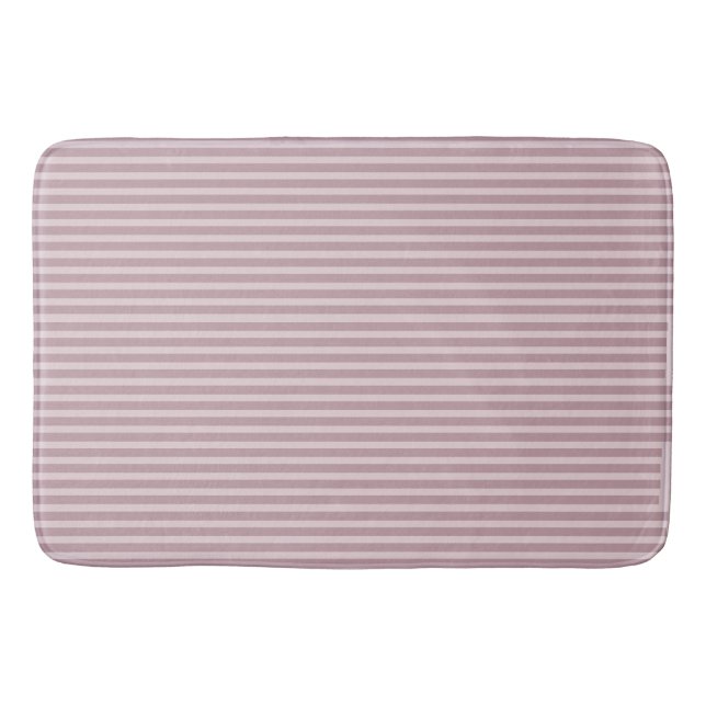 Colourful Pink Striped Bathroom  Bath Mat (Front)