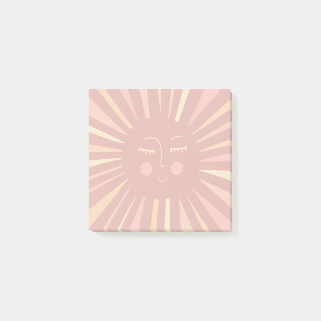 Colourful Pink Sunshine Modern Sun Cute  Post-it Notes (Front)