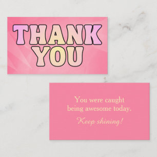 Colourful Pink Thank You Encouragement Appreciatio Business Card