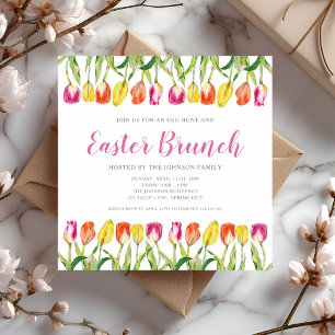 Colourful Pink Tulip Easter Brunch Invitation
