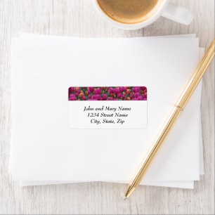 Colourful Pink Tulips Floral Address Label