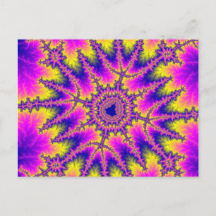 Colourful Pink, Yellow and Blue Fractal Postcard