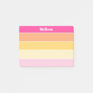 Colourful Pink Yellow Personalized Colour Stripes Post-it Notes