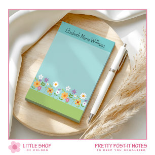 Colourful Pink Yellow Wildflowers Personalized Post-it Notes