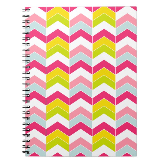 Colourful Pink ZigZag Chevron Pattern Notebook (Front)