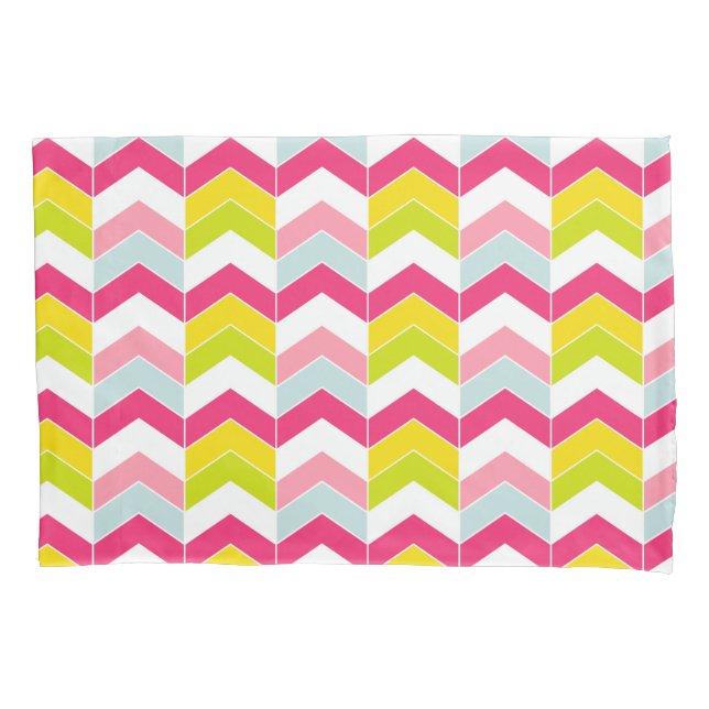 Colourful Pink ZigZag Chevron Pattern Pillowcase (Front)
