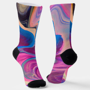 Colourful Pinks Marble Style Crazy Socks