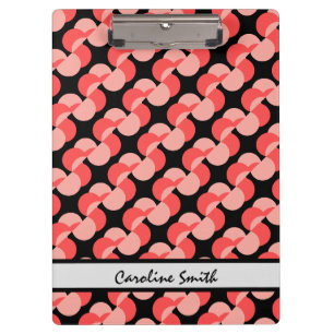 Colourful (pinks on black) modern, personalized clipboard