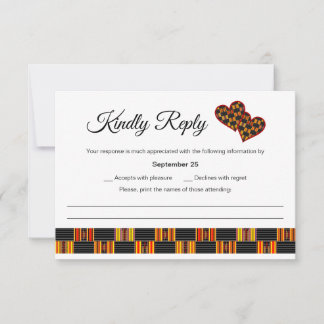 Colourful Pinstripe African Kente K30 RSVP Card