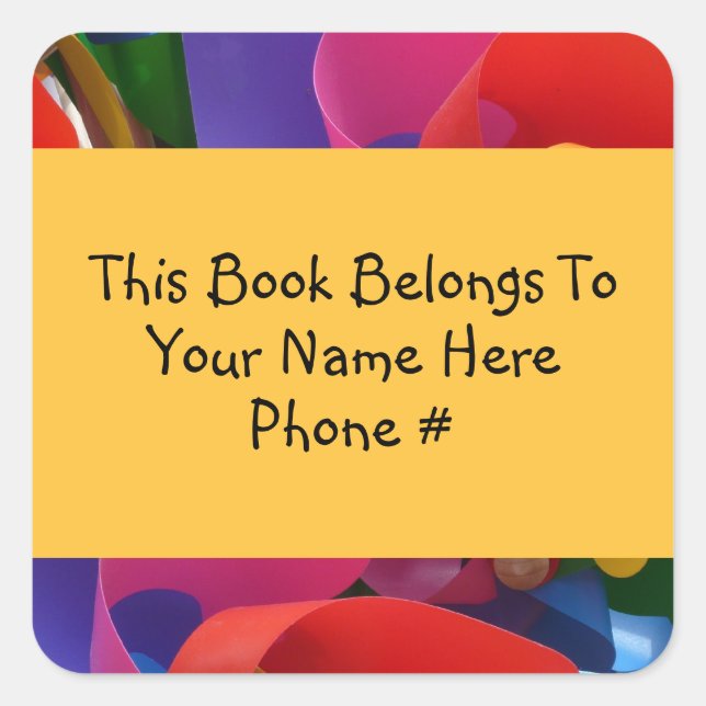 Colourful Pinwheel Book Name Plate Sticker (Front)