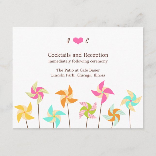Colourful Pinwheel Themed Wedding Enclosure Card (Front)