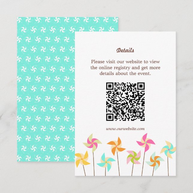 Colourful Pinwheel Themed Wedding Enclosure Card (Front/Back)