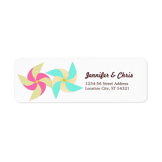 Colourful Pinwheel Themed Wedding Return Address Label