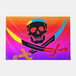 Colourful Pirate Skull Doormat