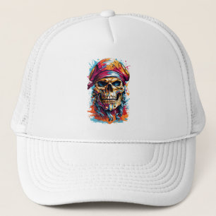 Colourful Pirate Skull Trucker Hat