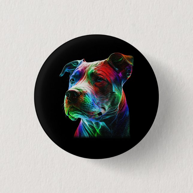Colourful Pit Bull Beauty Graphic Art Pitbull Dog  1 Inch Round Button (Front)