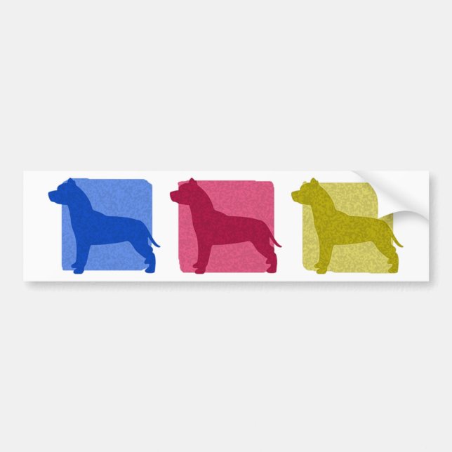 Colourful Pit Bull Silhouettes Bumper Sticker (Front)