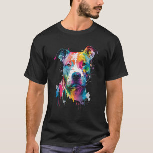 Colourful Pit bull Terrier Dog Love r Dad Mom Boy T-Shirt