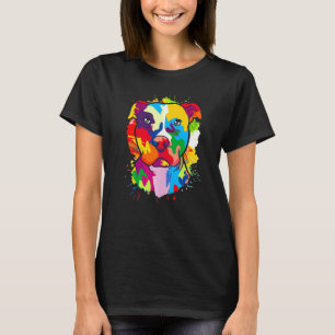 Colourful Pitbull Painting Dogs  Artwork splashes T-Shirt