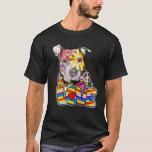 Colourful Pitbull - Peace Love Pitbulls Lover Hipp T-Shirt