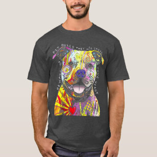 Colourful Pitbull Terrier Dog Lover Dad Mom Boy T-Shirt