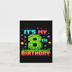 Colourful Pixel Birthday It's My 8th Birthday  Card