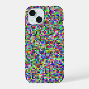 Colourful Pixel Squares Background Pattern iPhone 15 Case
