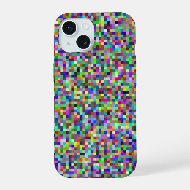 Colourful Pixel Squares Background Pattern iPhone 15 Case (Back)