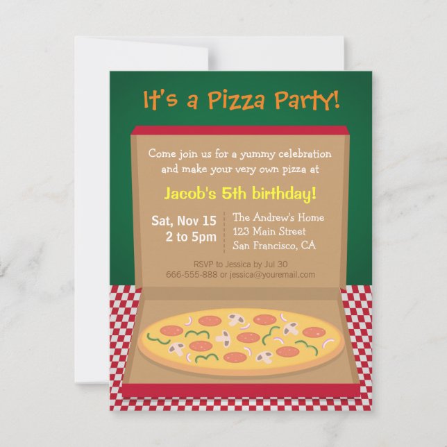 Colourful Pizza Kids Birthday Party Invitation (Front)