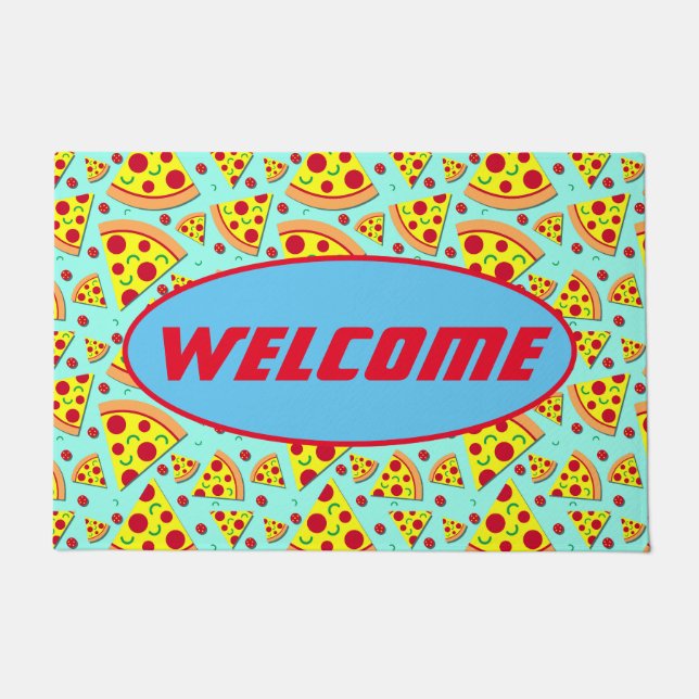 Colourful Pizza Slice Pizza Parlour Restaurant Dec Doormat (Front)