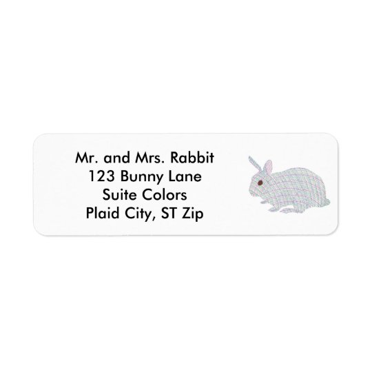 Colourful Plaid Bunny Rabbit Address Labels