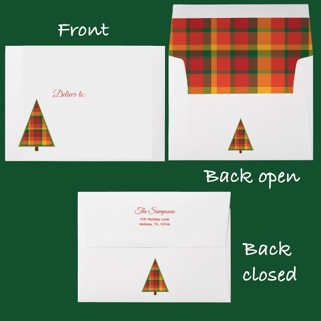 Colourful Plaid Christmas 5 x 7 Envelope (Creator Uploaded)
