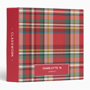 Colourful Plaid Classic Personalized Classwork Binder
