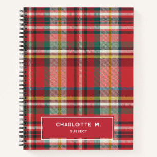 Colourful Plaid Classic Personalized Kids Name Notebook