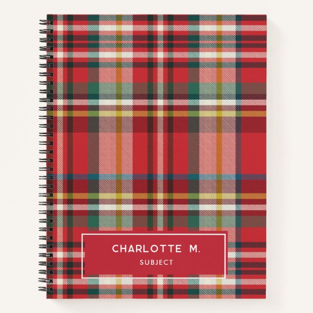 Colourful Plaid Classic Personalized Kids Name Notebook (Front)