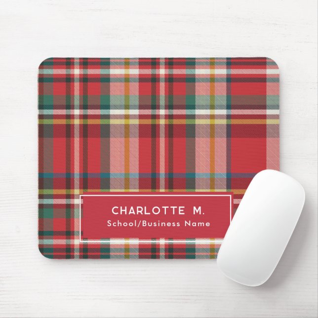 Colourful Plaid Classic Personalized Red Mouse Pad (With Mouse)